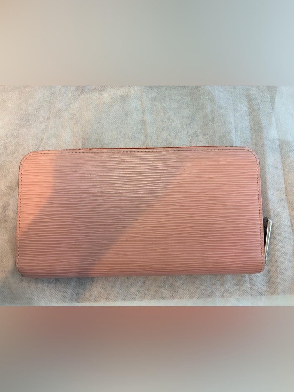 Authentic Louis Vuitton Pink Textured Zip Wallet